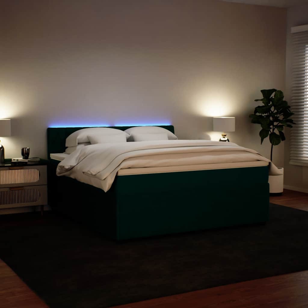 Boxspring met matras fluweel donkergroen 180x200 cm is nu te koop bij PeponiXL, paradijselijk wonen!