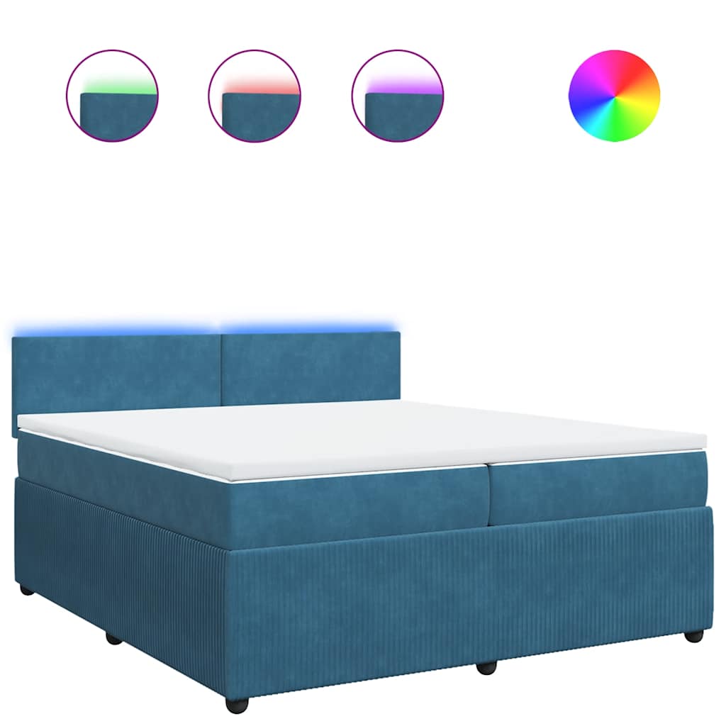 Boxspring met matras fluweel blauw 200x200 cm is nu te koop bij PeponiXL, paradijselijk wonen!