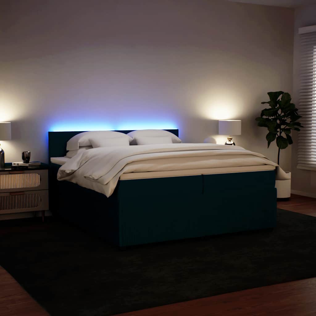 Boxspring met matras fluweel blauw 200x200 cm is nu te koop bij PeponiXL, paradijselijk wonen!
