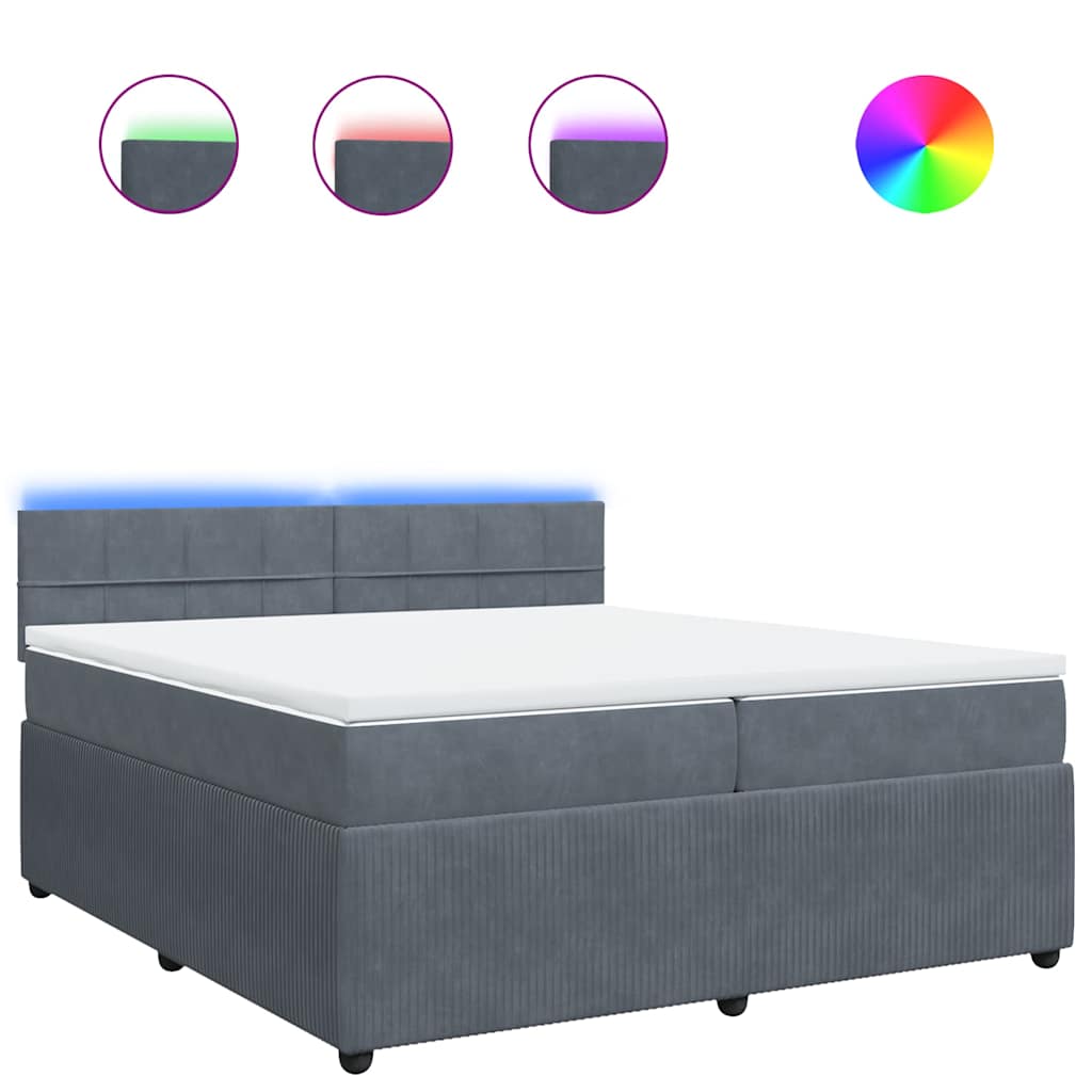Boxspring met matras fluweel donkergrijs 200x200 cm is nu te koop bij PeponiXL, paradijselijk wonen!