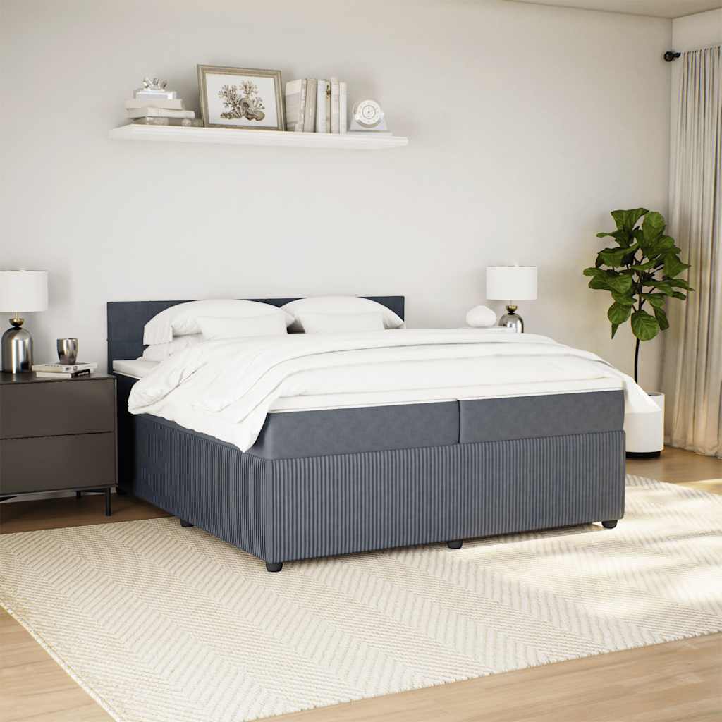 Boxspring met matras fluweel donkergrijs 200x200 cm is nu te koop bij PeponiXL, paradijselijk wonen!