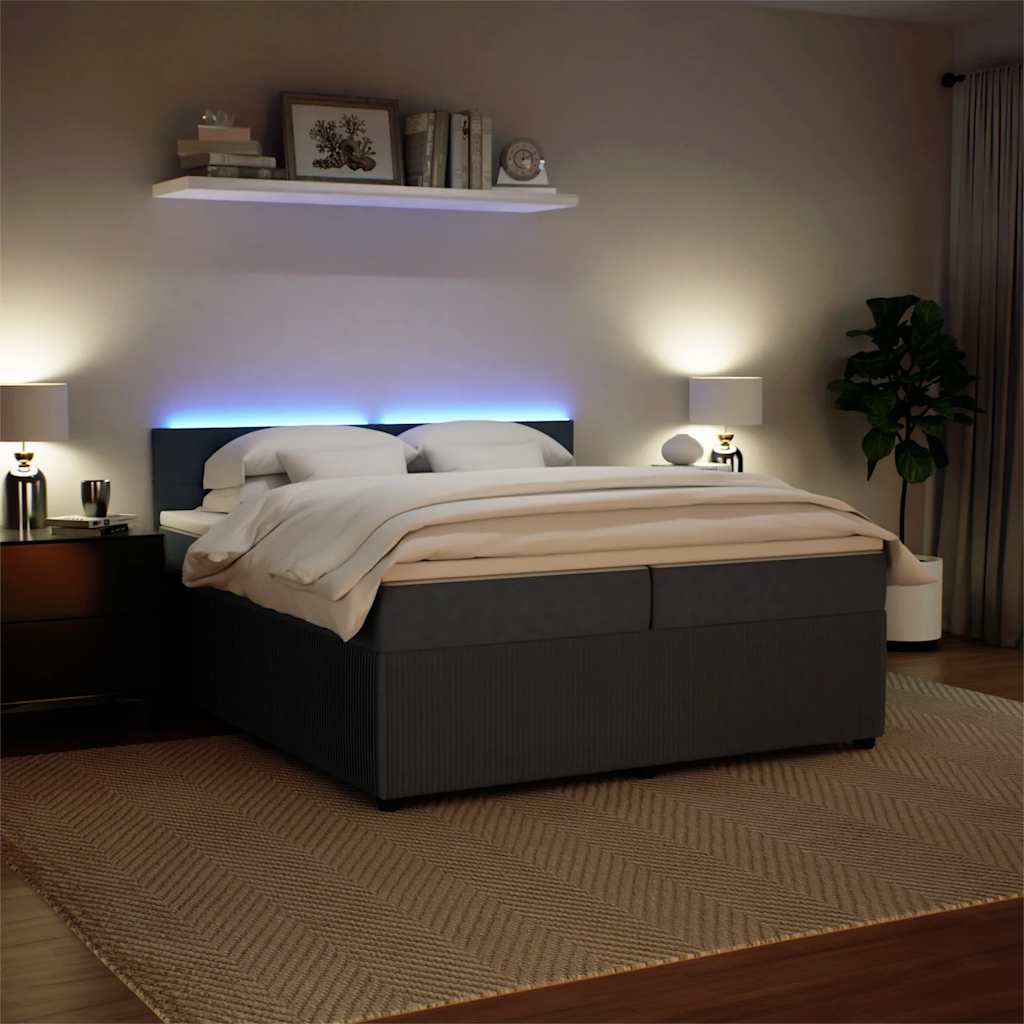Boxspring met matras fluweel donkergrijs 200x200 cm is nu te koop bij PeponiXL, paradijselijk wonen!