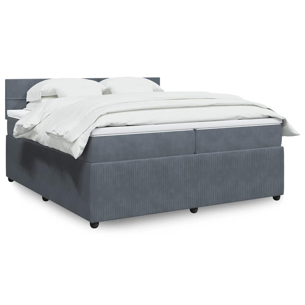 Boxspring met matras fluweel donkergrijs 200x200 cm is nu te koop bij PeponiXL, paradijselijk wonen!