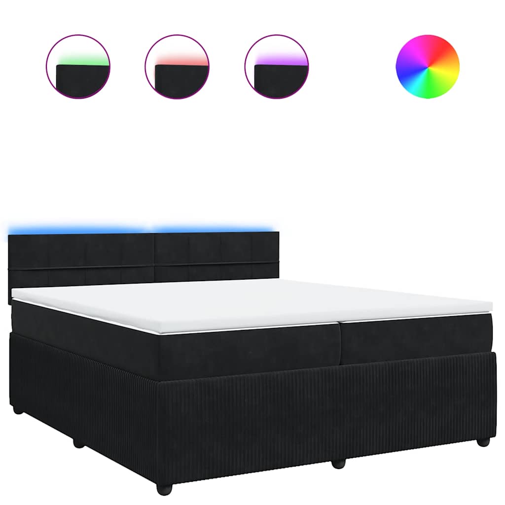 Boxspring met matras fluweel zwart 200x200 cm is nu te koop bij PeponiXL, paradijselijk wonen!