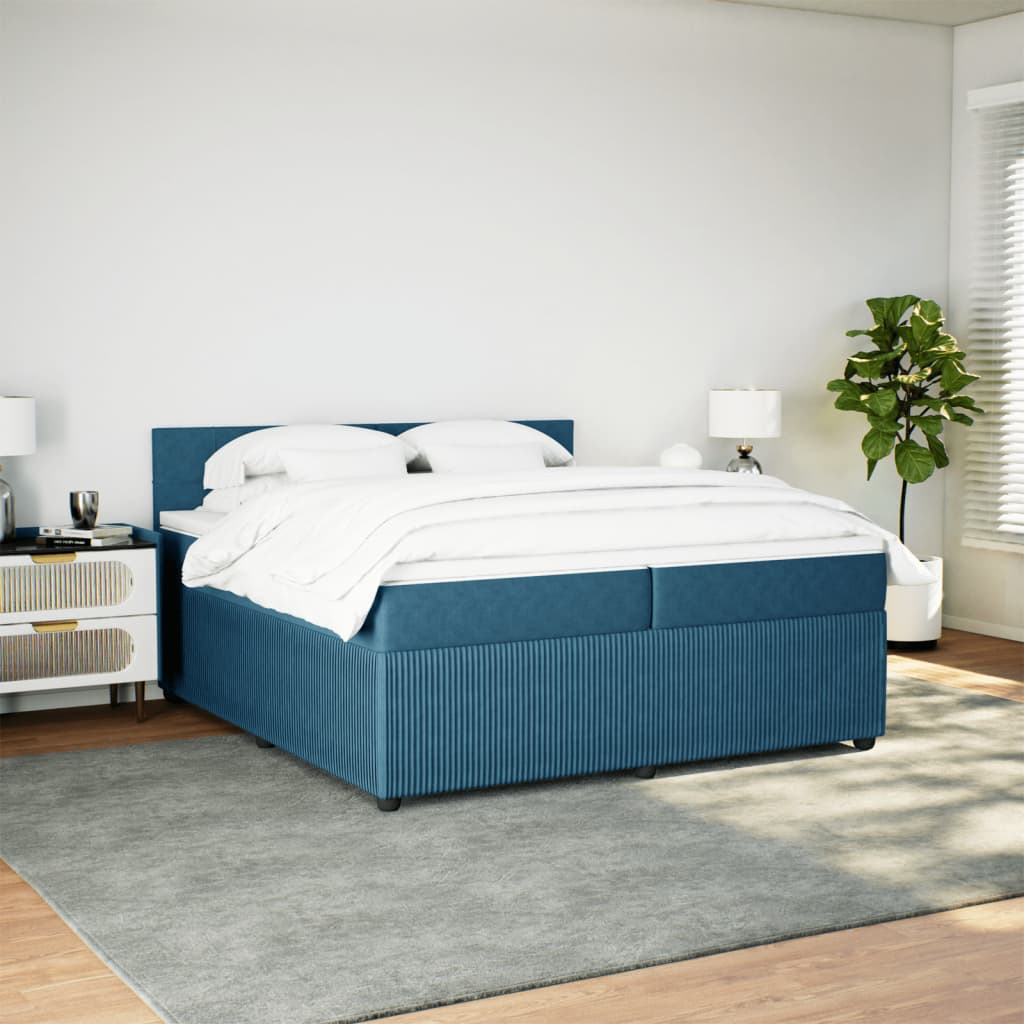 Boxspring met matras fluweel blauw 200x200 cm is nu te koop bij PeponiXL, paradijselijk wonen!