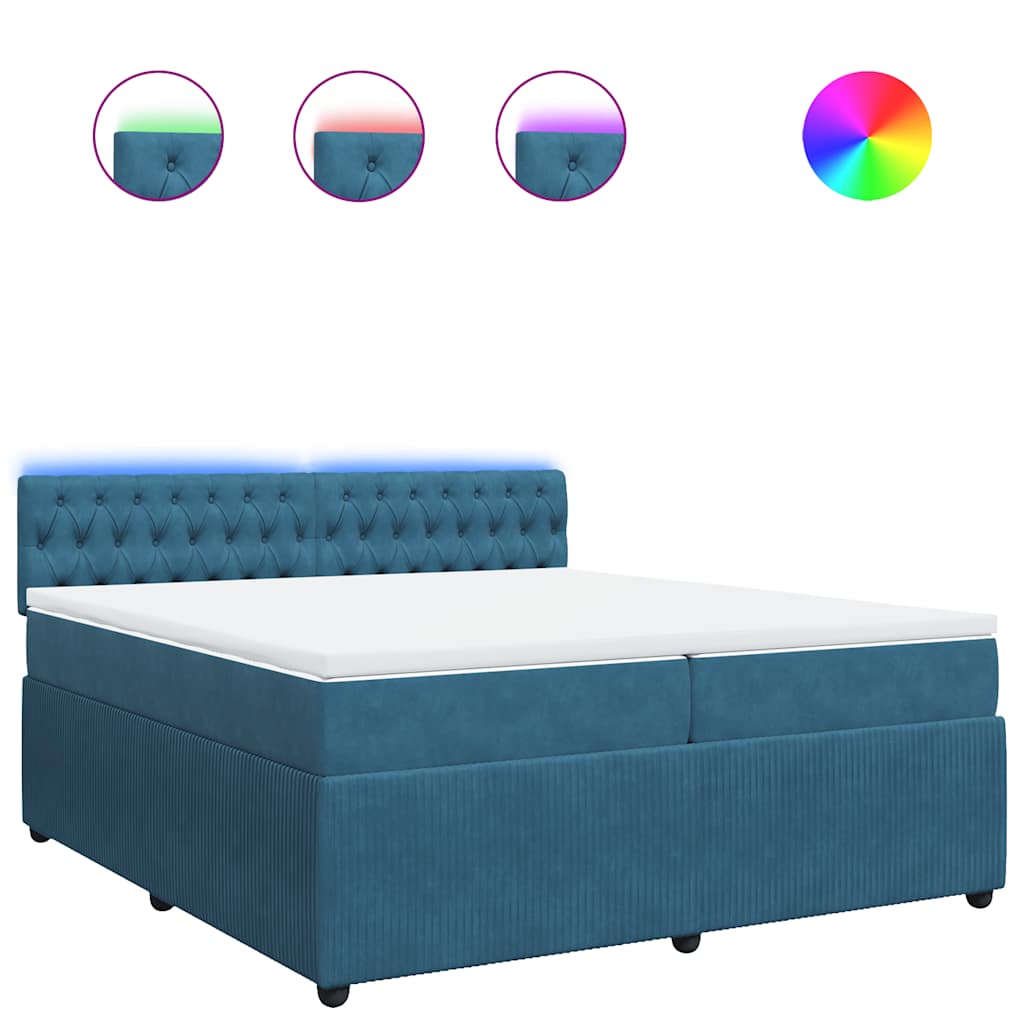 Boxspring met matras fluweel blauw 200x200 cm is nu te koop bij PeponiXL, paradijselijk wonen!