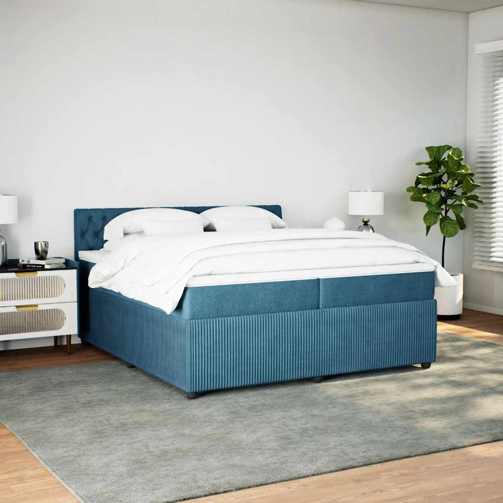 Boxspring met matras fluweel blauw 200x200 cm is nu te koop bij PeponiXL, paradijselijk wonen!