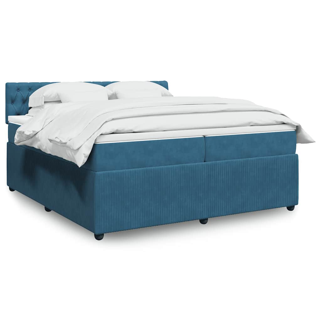 Boxspring met matras fluweel blauw 200x200 cm is nu te koop bij PeponiXL, paradijselijk wonen!