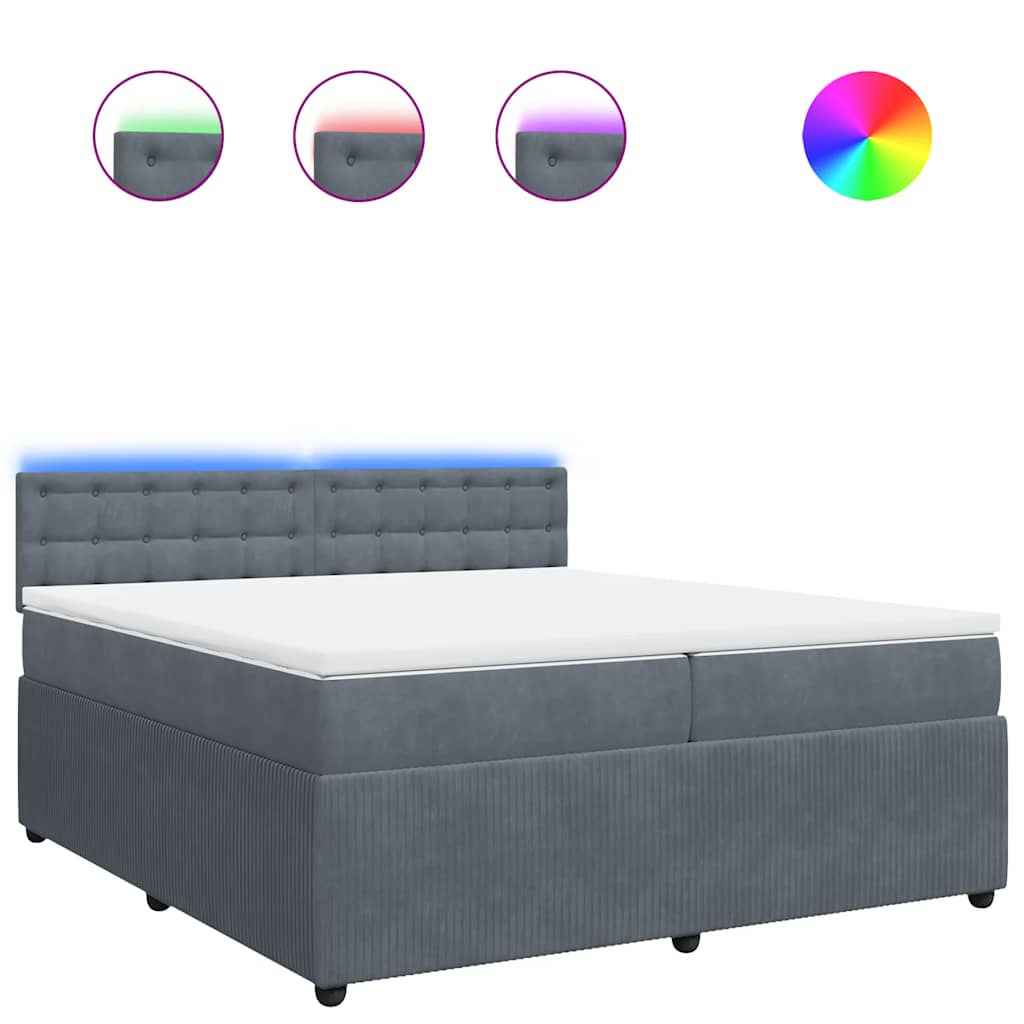 Boxspring met matras fluweel donkergrijs 200x200 cm is nu te koop bij PeponiXL, paradijselijk wonen!