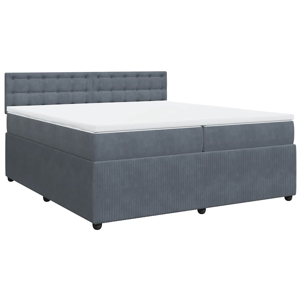 Boxspring met matras fluweel donkergrijs 200x200 cm is nu te koop bij PeponiXL, paradijselijk wonen!