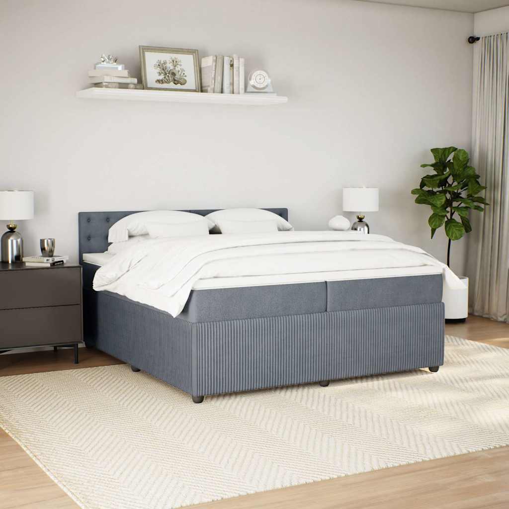Boxspring met matras fluweel donkergrijs 200x200 cm is nu te koop bij PeponiXL, paradijselijk wonen!