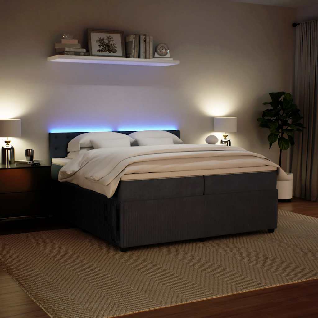 Boxspring met matras fluweel donkergrijs 200x200 cm is nu te koop bij PeponiXL, paradijselijk wonen!