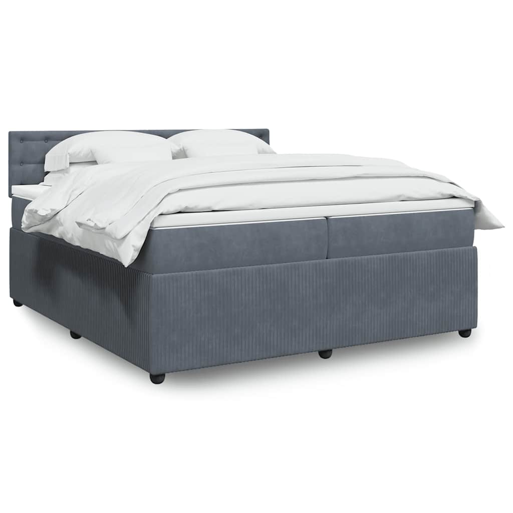 Boxspring met matras fluweel donkergrijs 200x200 cm is nu te koop bij PeponiXL, paradijselijk wonen!