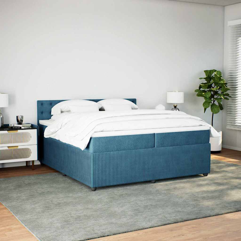 Boxspring met matras fluweel blauw 200x200 cm is nu te koop bij PeponiXL, paradijselijk wonen!
