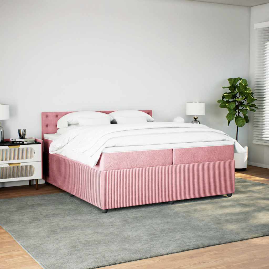 Boxspring met matras fluweel roze 200x200 cm is nu te koop bij PeponiXL, paradijselijk wonen!