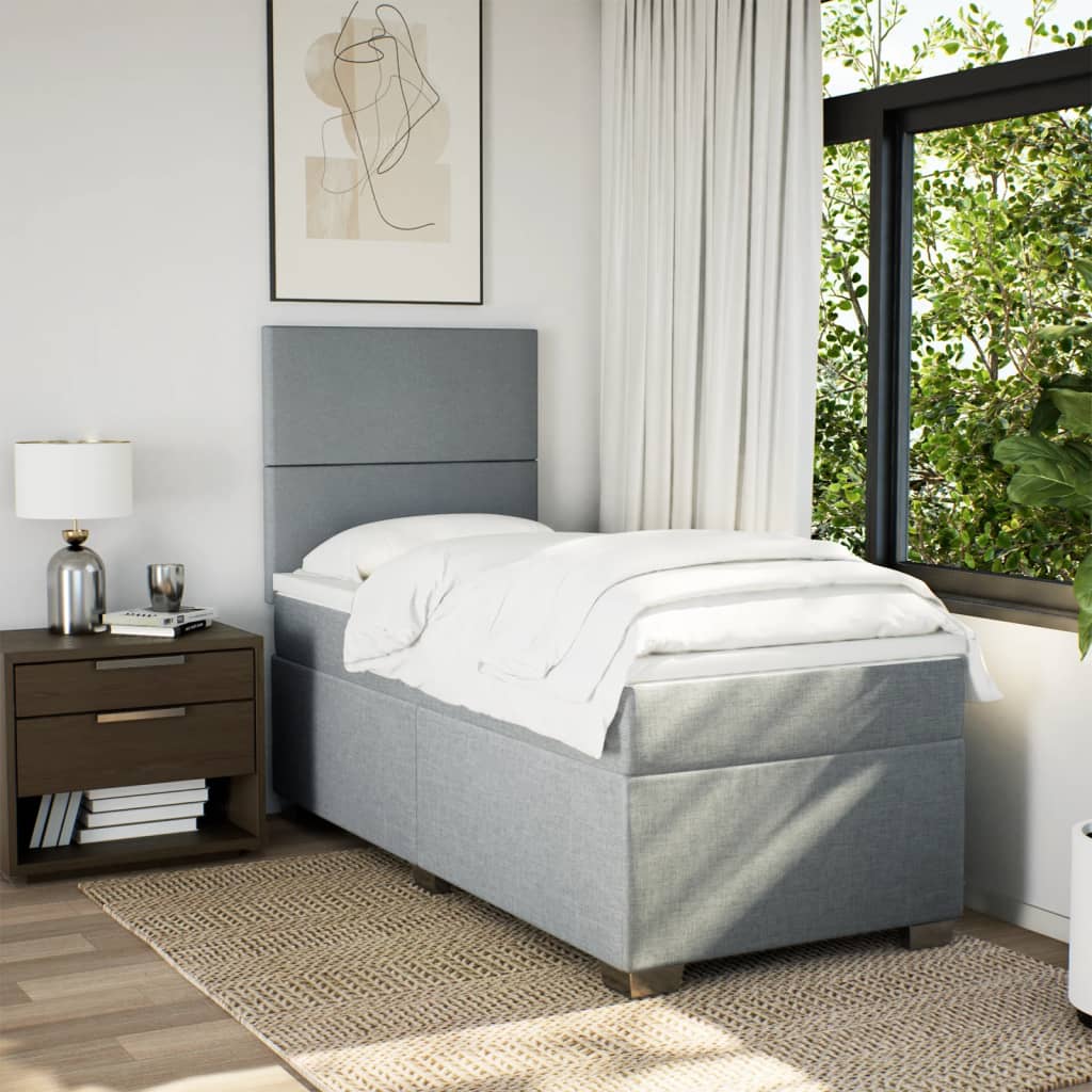 Boxspring met matras stof lichtgrijs 80x200 cm is nu te koop bij PeponiXL, paradijselijk wonen!