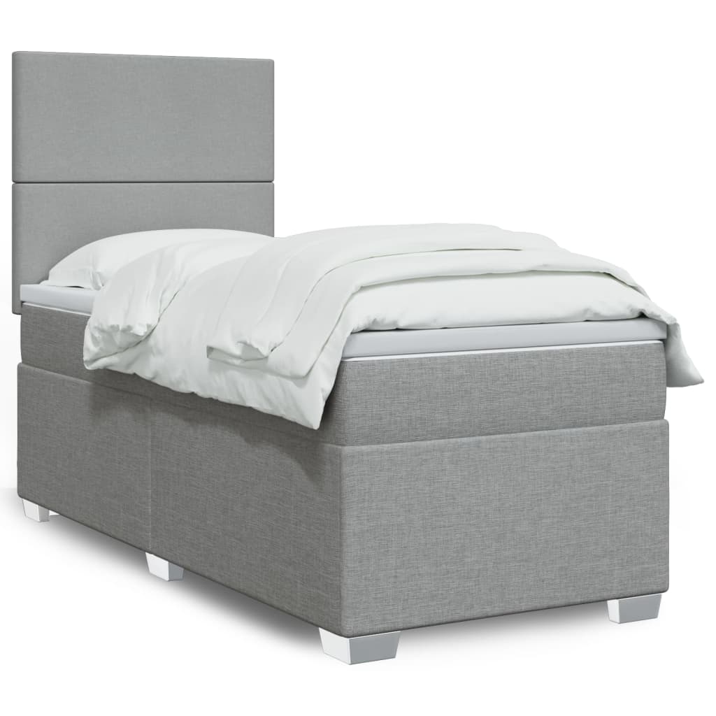 Boxspring met matras stof lichtgrijs 80x200 cm is nu te koop bij PeponiXL, paradijselijk wonen!