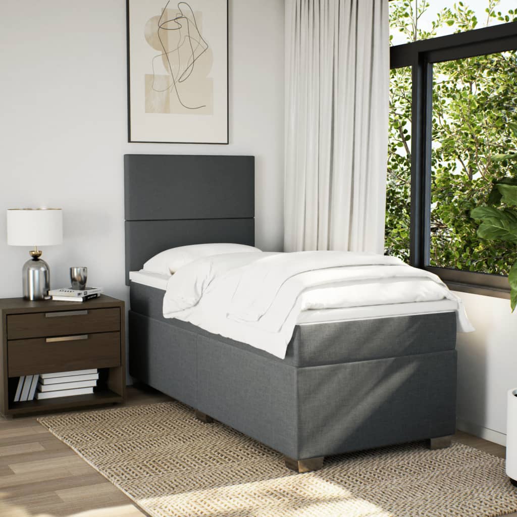 Boxspring met matras stof donkergrijs 80x200 cm is nu te koop bij PeponiXL, paradijselijk wonen!