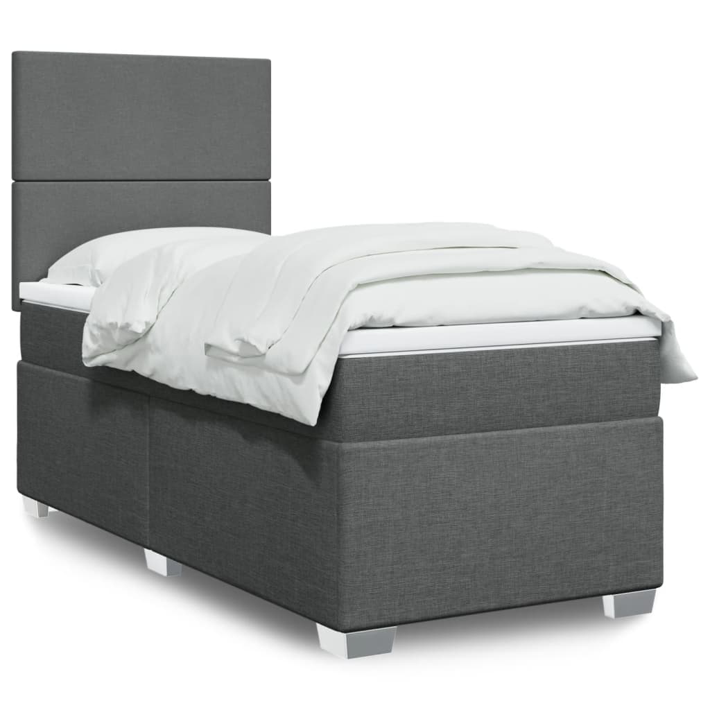 Boxspring met matras stof donkergrijs 80x200 cm is nu te koop bij PeponiXL, paradijselijk wonen!