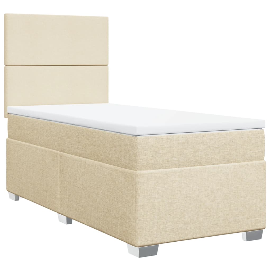 Boxspring met matras stof crèmekleurig 80x200 cm is nu te koop bij PeponiXL, paradijselijk wonen!