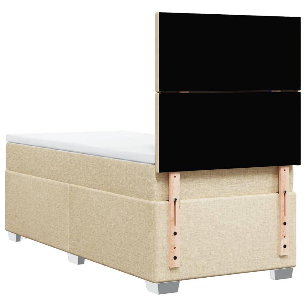 Boxspring met matras stof crèmekleurig 80x200 cm is nu te koop bij PeponiXL, paradijselijk wonen!