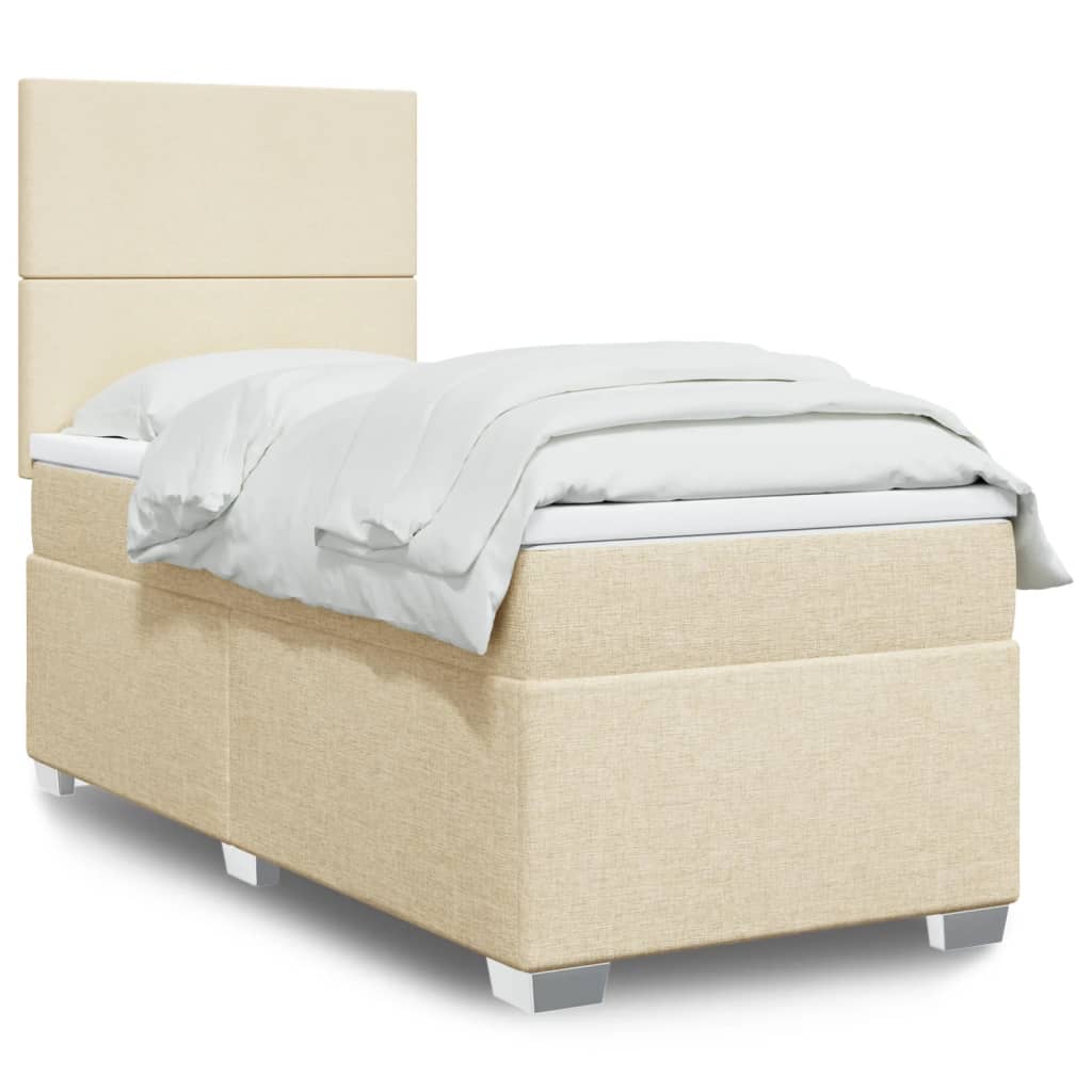 Boxspring met matras stof crèmekleurig 80x200 cm is nu te koop bij PeponiXL, paradijselijk wonen!