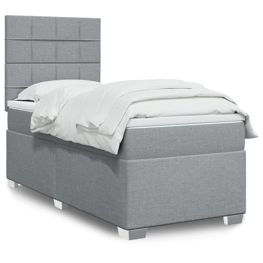 Boxspring met matras stof lichtgrijs 80x200 cm is nu te koop bij PeponiXL, paradijselijk wonen!