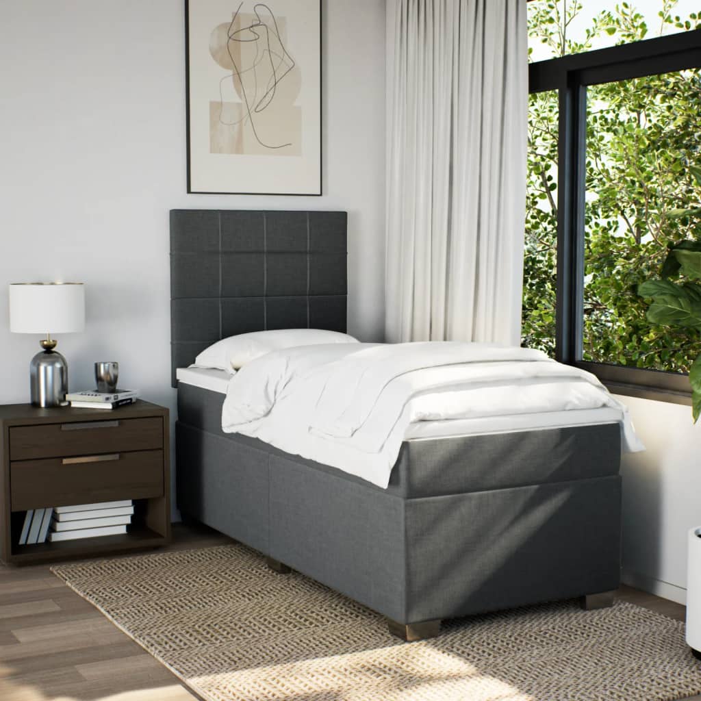 Boxspring met matras stof donkergrijs 80x200 cm is nu te koop bij PeponiXL, paradijselijk wonen!