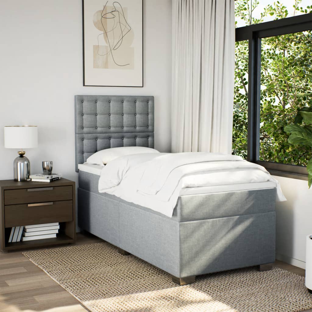 Boxspring met matras stof lichtgrijs 80x200 cm is nu te koop bij PeponiXL, paradijselijk wonen!