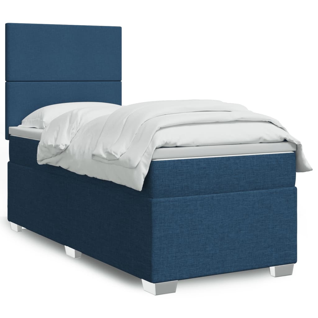 Boxspring met matras stof blauw 90x190 cm is nu te koop bij PeponiXL, paradijselijk wonen!