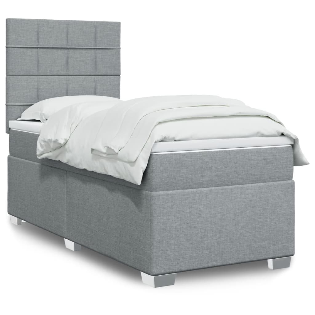 Boxspring met matras stof lichtgrijs 90x190 cm is nu te koop bij PeponiXL, paradijselijk wonen!
