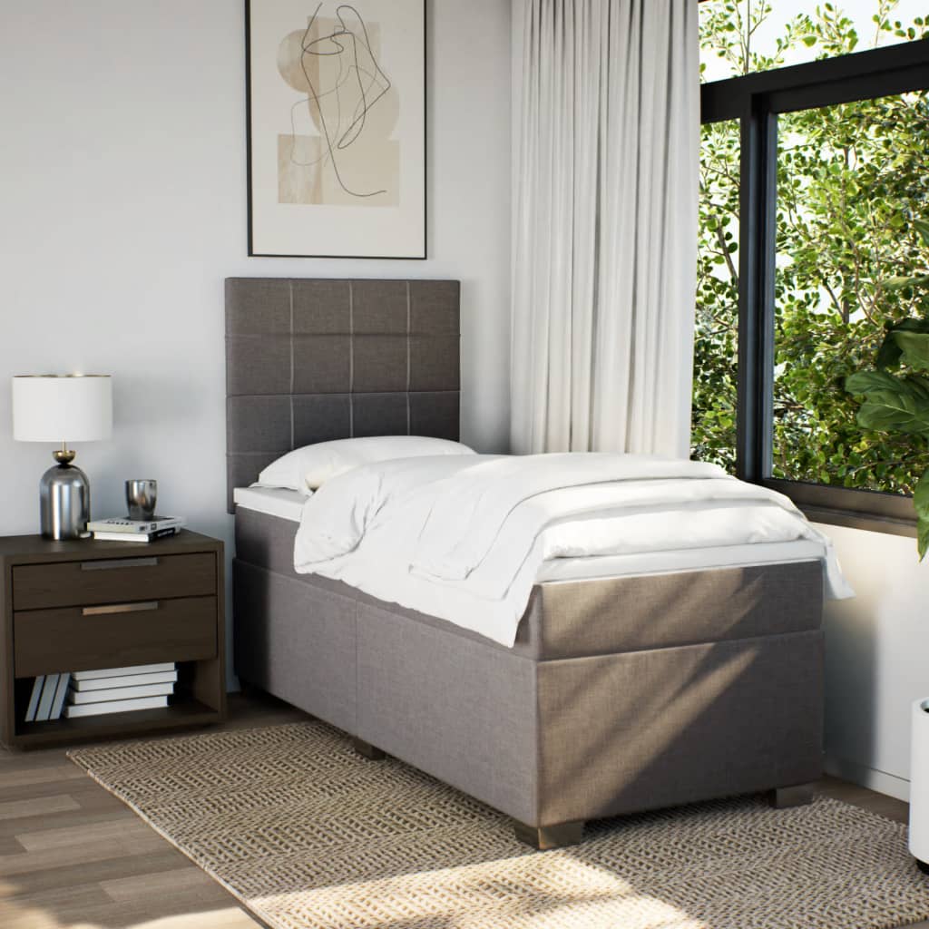 Boxspring met matras stof taupe 90x190 cm is nu te koop bij PeponiXL, paradijselijk wonen!