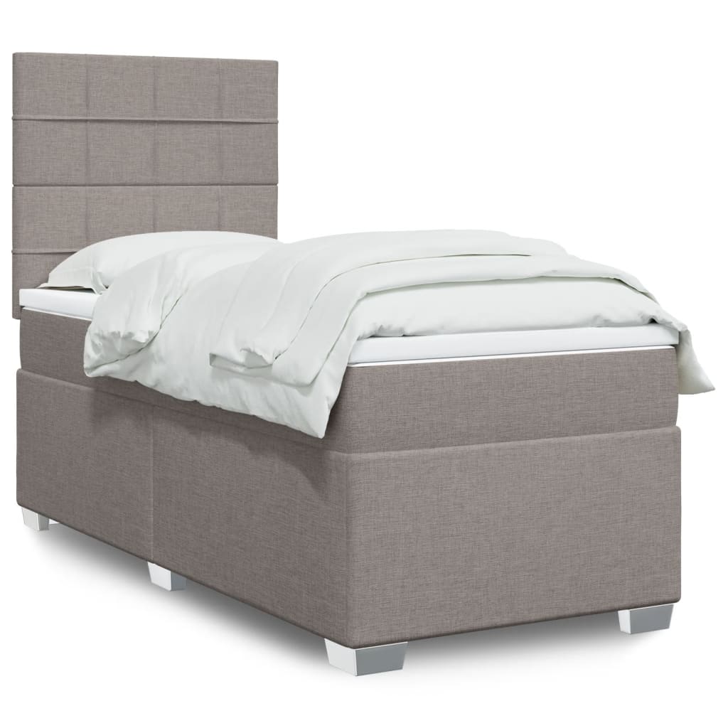 Boxspring met matras stof taupe 90x190 cm is nu te koop bij PeponiXL, paradijselijk wonen!
