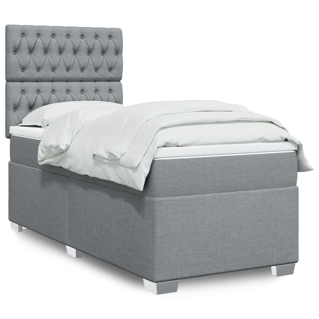 Boxspring met matras stof lichtgrijs 90x190 cm is nu te koop bij PeponiXL, paradijselijk wonen!