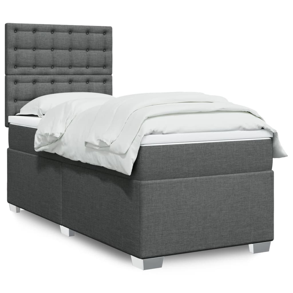 Boxspring met matras stof donkergrijs 90x190 cm is nu te koop bij PeponiXL, paradijselijk wonen!