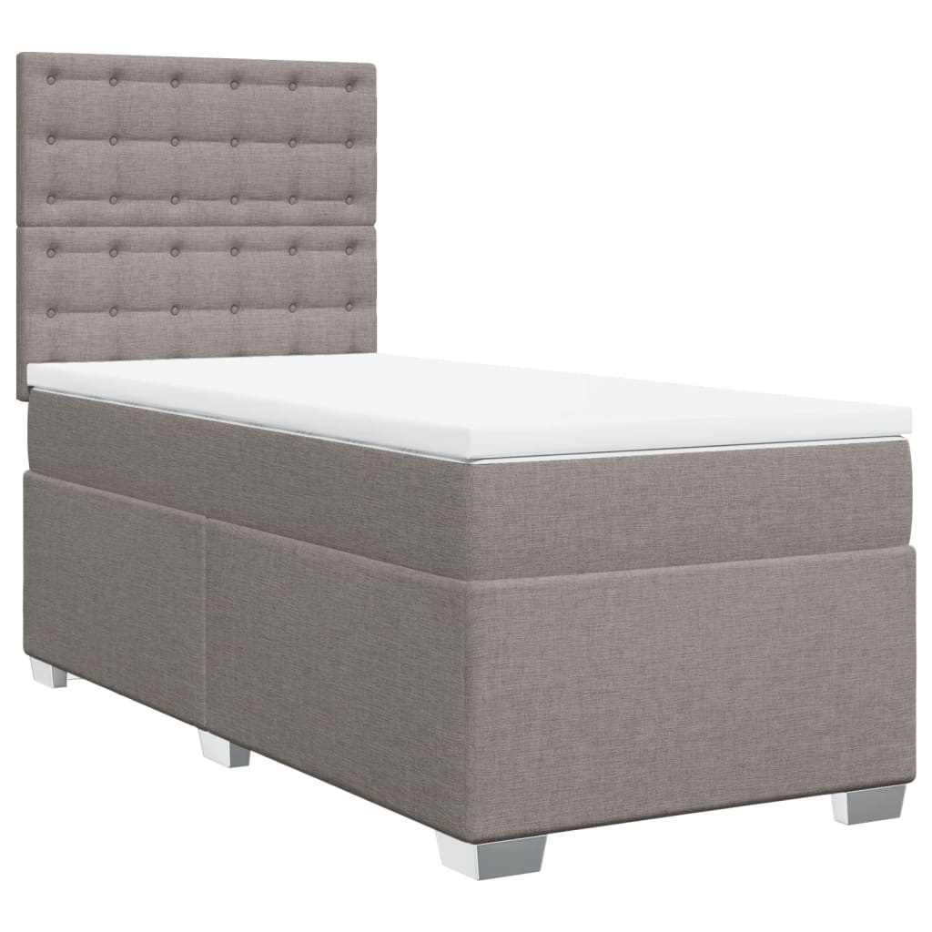 Boxspring met matras stof taupe 90x190 cm is nu te koop bij PeponiXL, paradijselijk wonen!