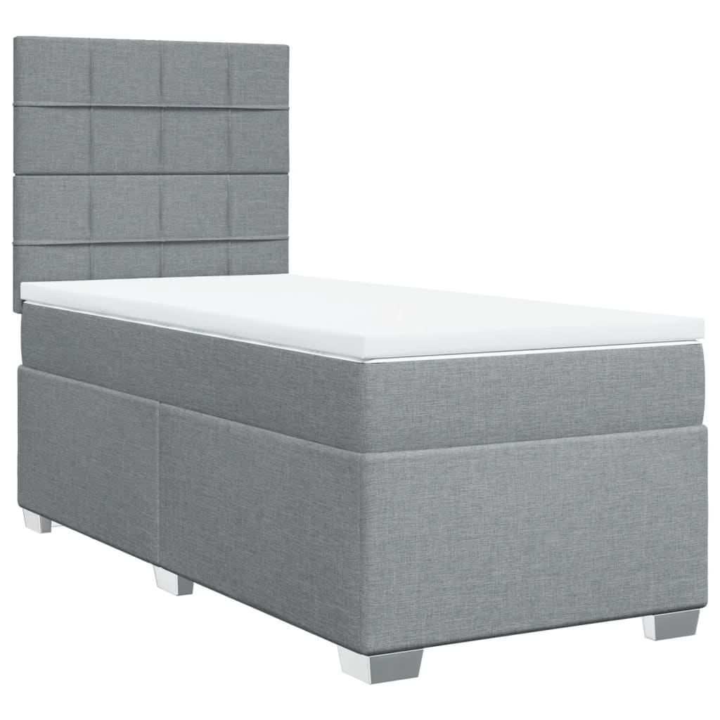 Boxspring met matras stof lichtgrijs 90x200 cm is nu te koop bij PeponiXL, paradijselijk wonen!