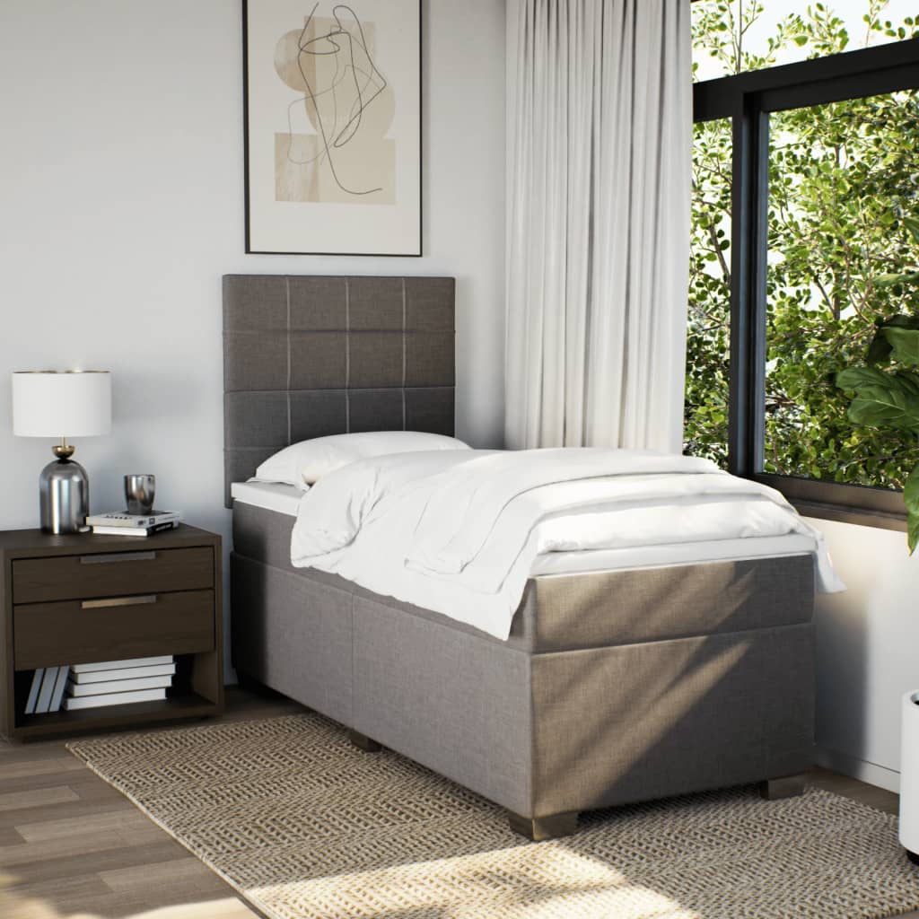 Boxspring met matras stof taupe 90x200 cm is nu te koop bij PeponiXL, paradijselijk wonen!
