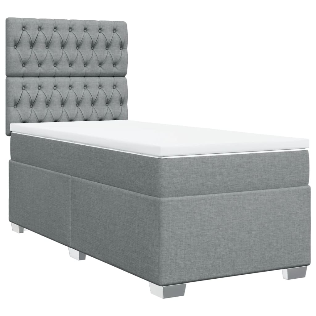 Boxspring met matras stof lichtgrijs 90x200 cm is nu te koop bij PeponiXL, paradijselijk wonen!