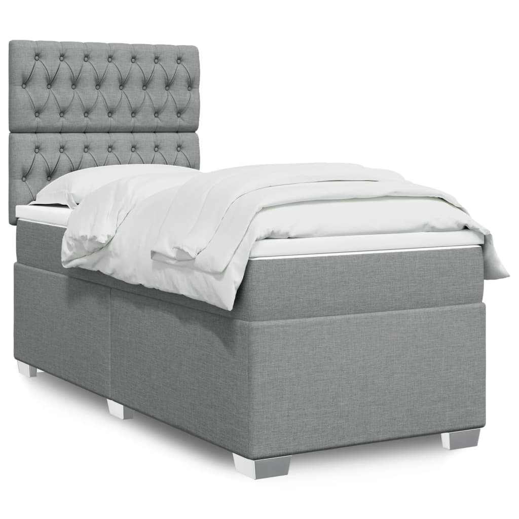 Boxspring met matras stof lichtgrijs 90x200 cm is nu te koop bij PeponiXL, paradijselijk wonen!