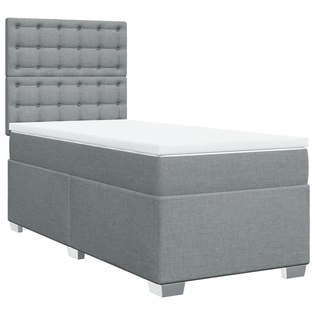 Boxspring met matras stof lichtgrijs 90x200 cm is nu te koop bij PeponiXL, paradijselijk wonen!