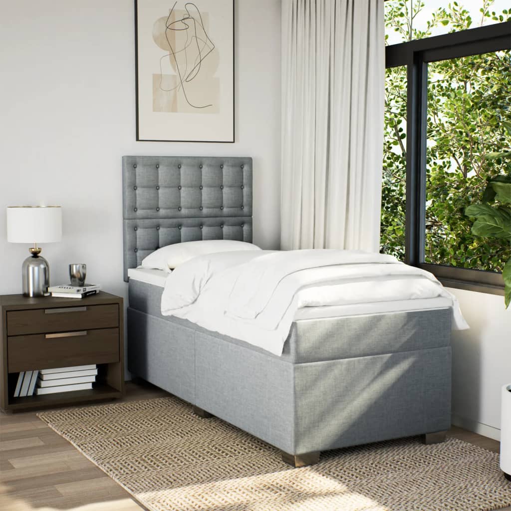 Boxspring met matras stof lichtgrijs 90x200 cm is nu te koop bij PeponiXL, paradijselijk wonen!