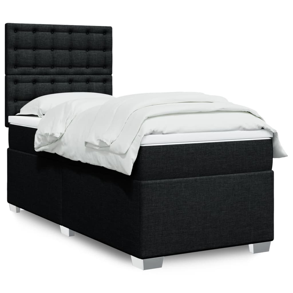 Boxspring met matras stof zwart 90x200 cm is nu te koop bij PeponiXL, paradijselijk wonen!