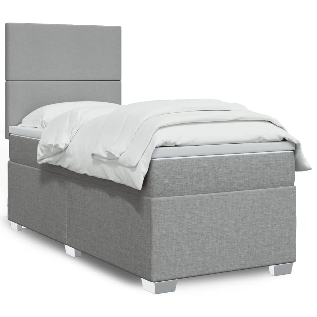 Boxspring met matras stof lichtgrijs 100x200 cm is nu te koop bij PeponiXL, paradijselijk wonen!