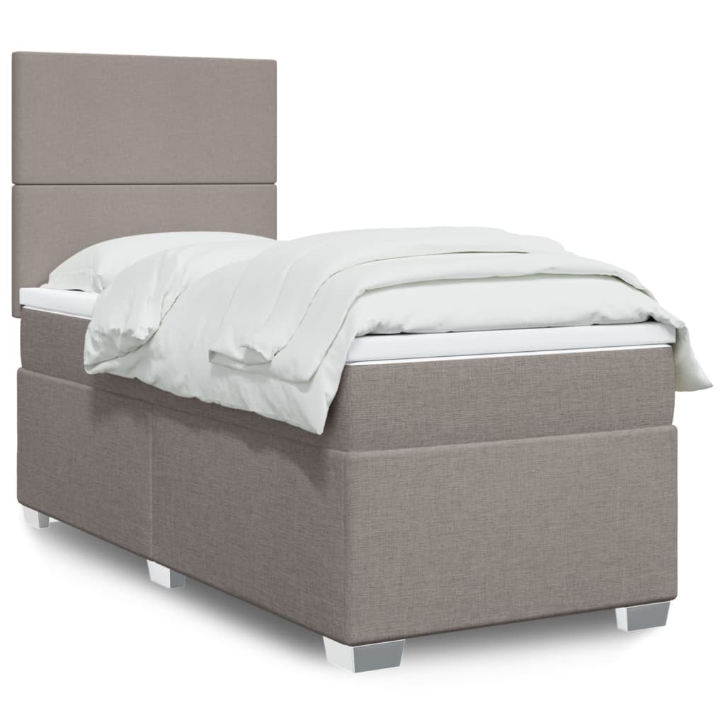 Boxspring met matras stof taupe 100x200 cm is nu te koop bij PeponiXL, paradijselijk wonen!