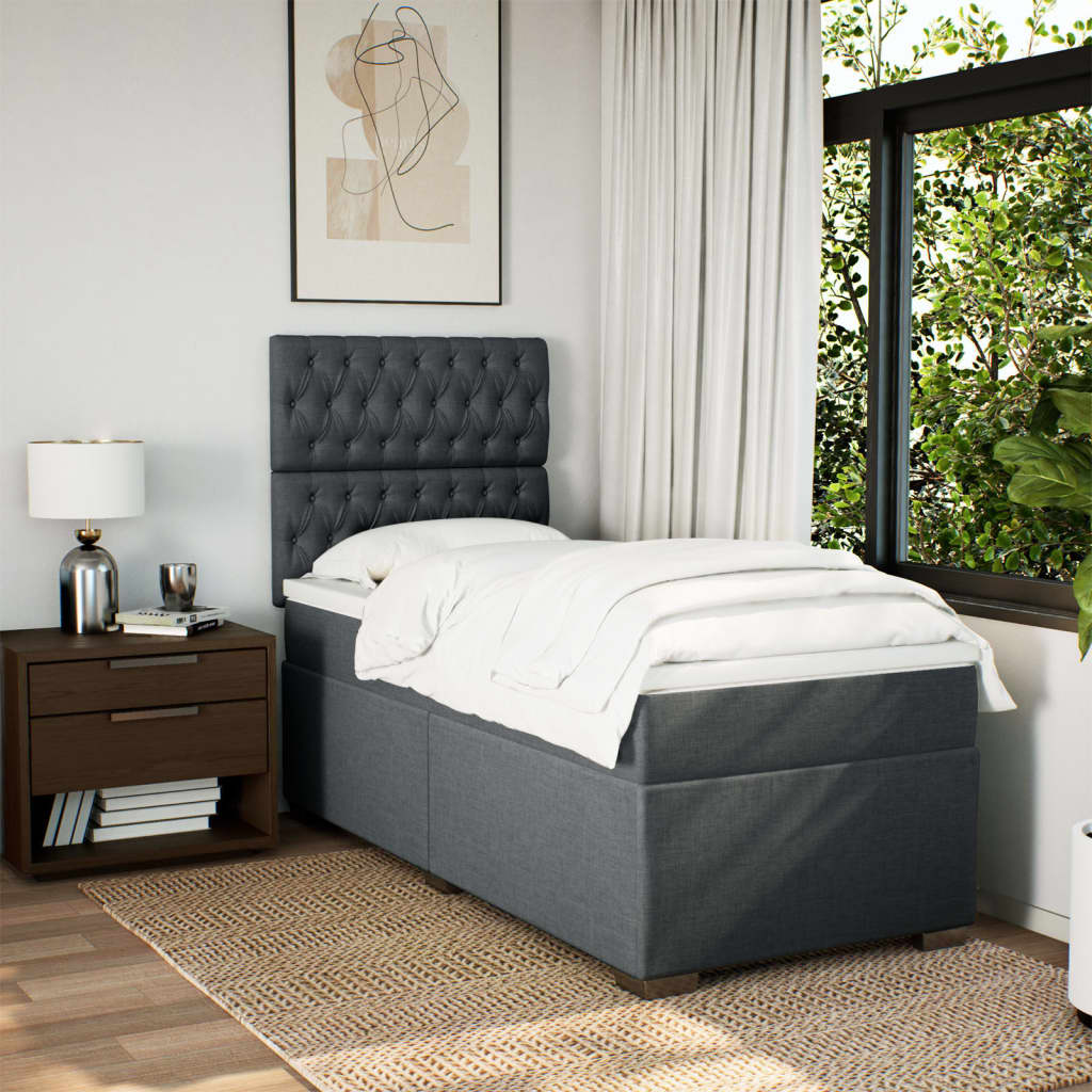 Boxspring met matras stof donkergrijs 100x200 cm is nu te koop bij PeponiXL, paradijselijk wonen!