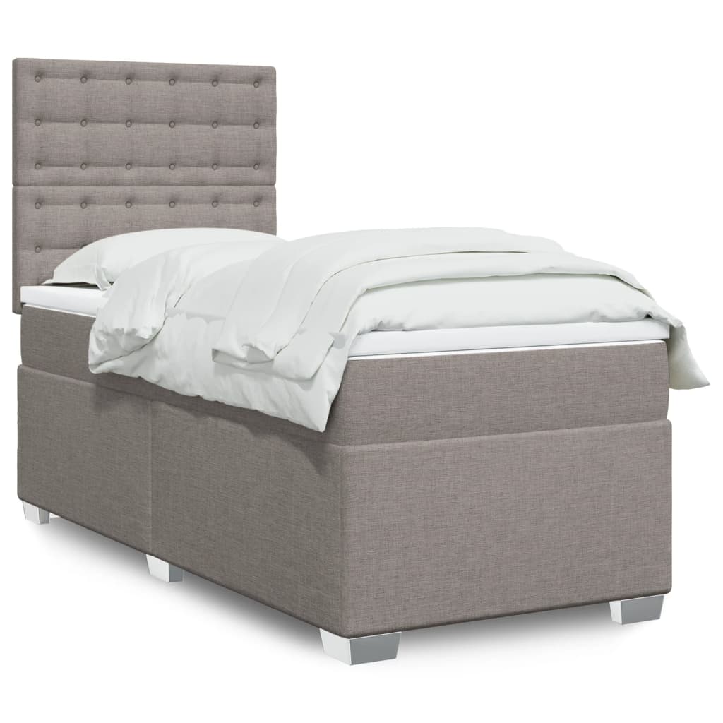 Boxspring met matras stof taupe 100x200 cm is nu te koop bij PeponiXL, paradijselijk wonen!