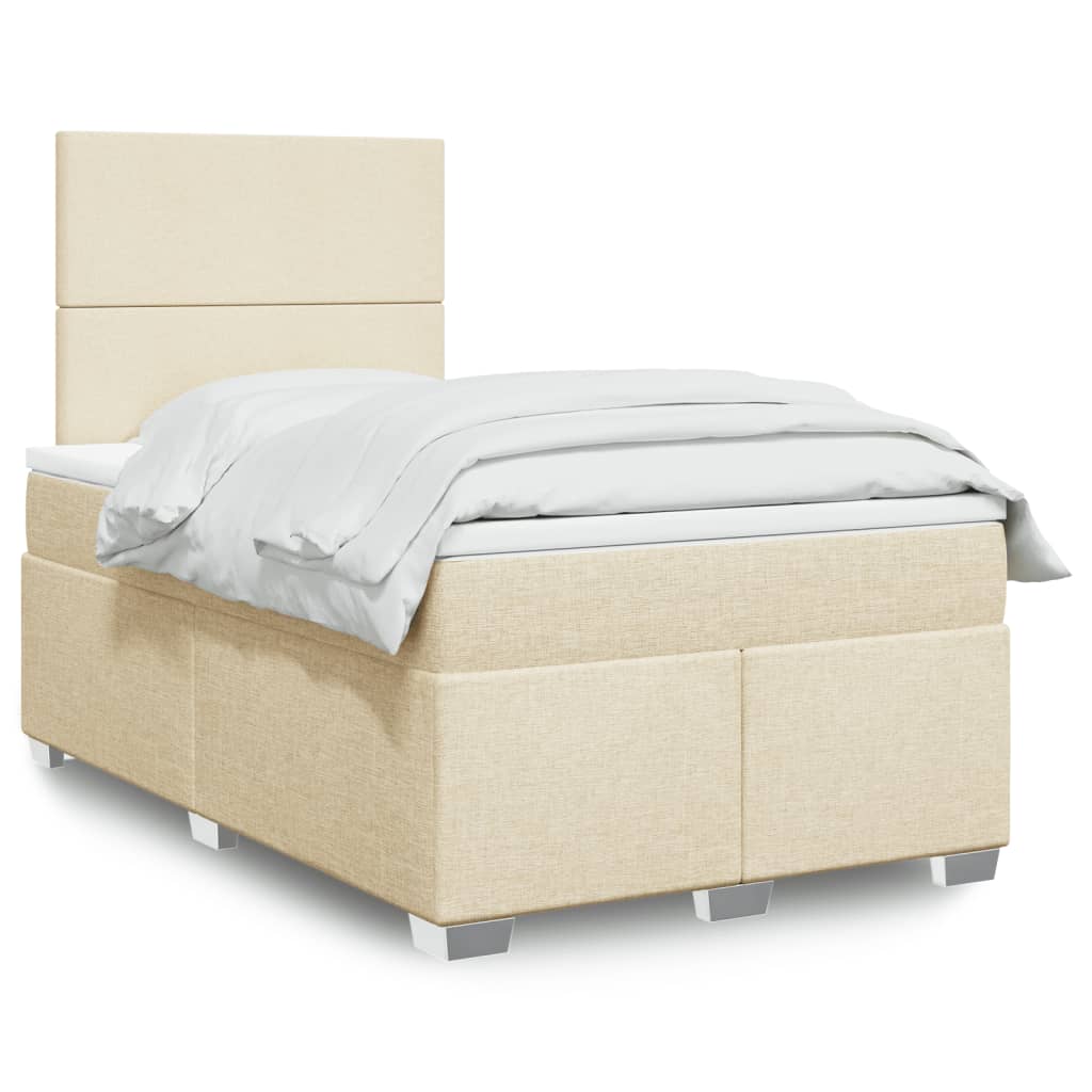 Boxspring met matras stof crèmekleurig 120x190 cm is nu te koop bij PeponiXL, paradijselijk wonen!