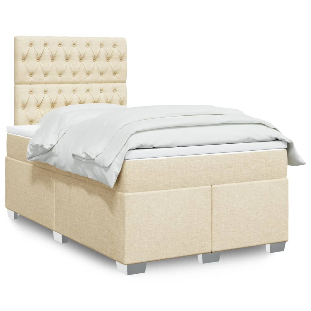 Boxspring met matras stof crèmekleurig 120x190 cm is nu te koop bij PeponiXL, paradijselijk wonen!