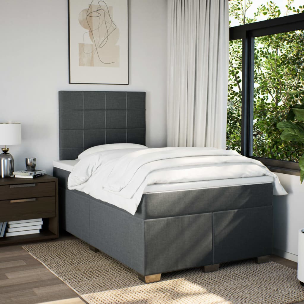 Boxspring met matras stof donkergrijs 120x200 cm is nu te koop bij PeponiXL, paradijselijk wonen!